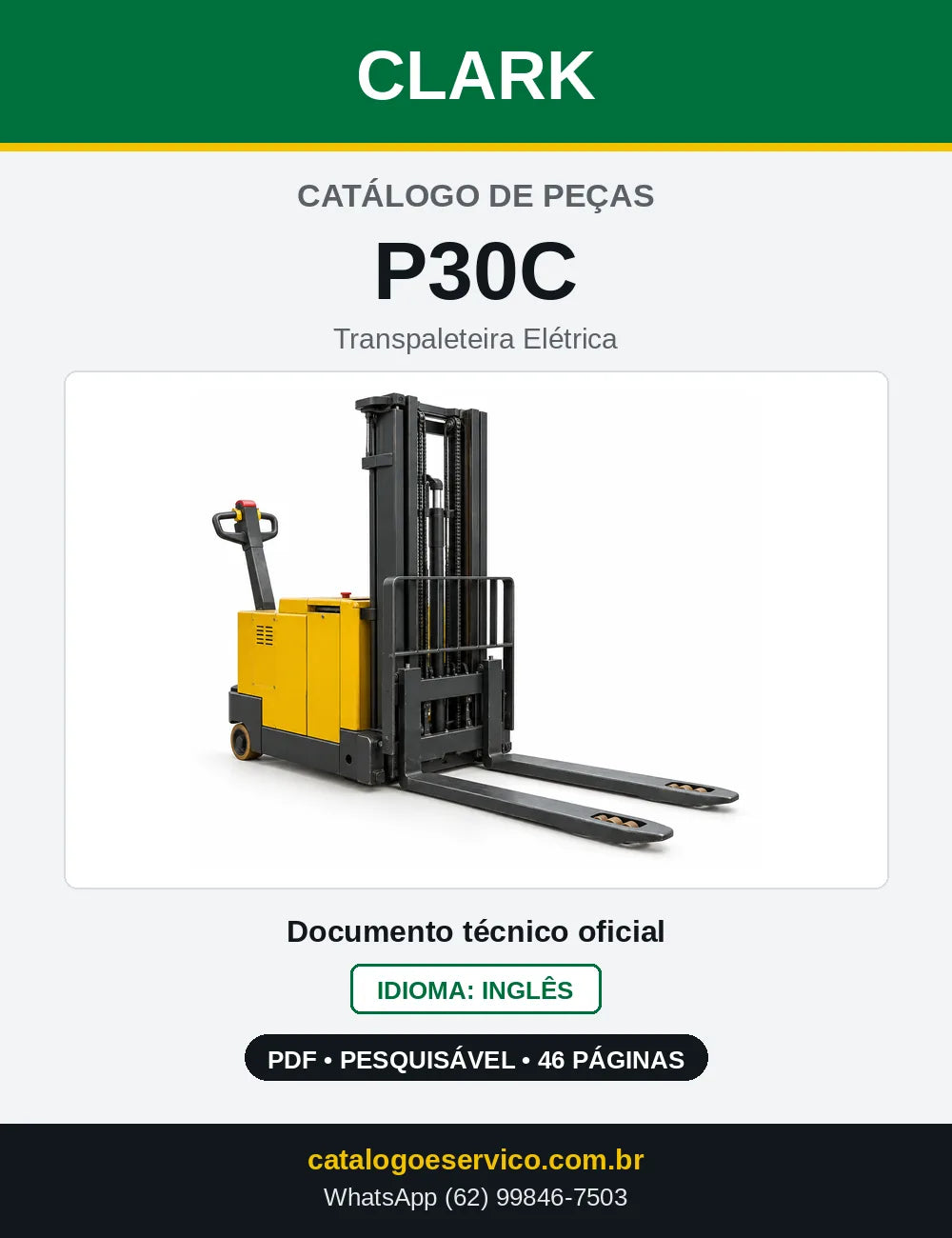 Catálogo de Peças Transpaleteira Elétrica Clark P30C (P0030C) — capa