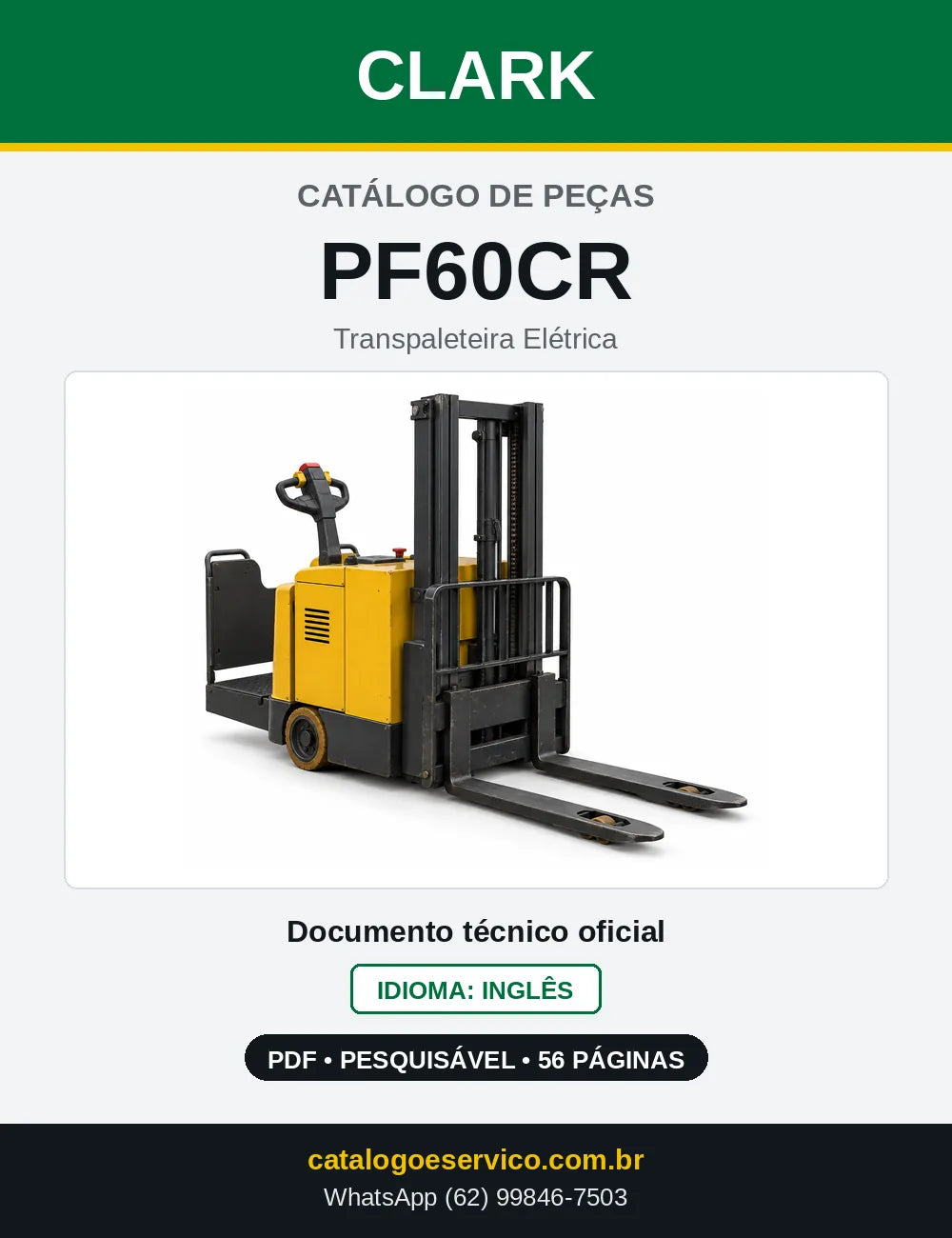 Catálogo de Peças Transpaleteira Elétrica Clark PF60CR (PF0060CR) — capa