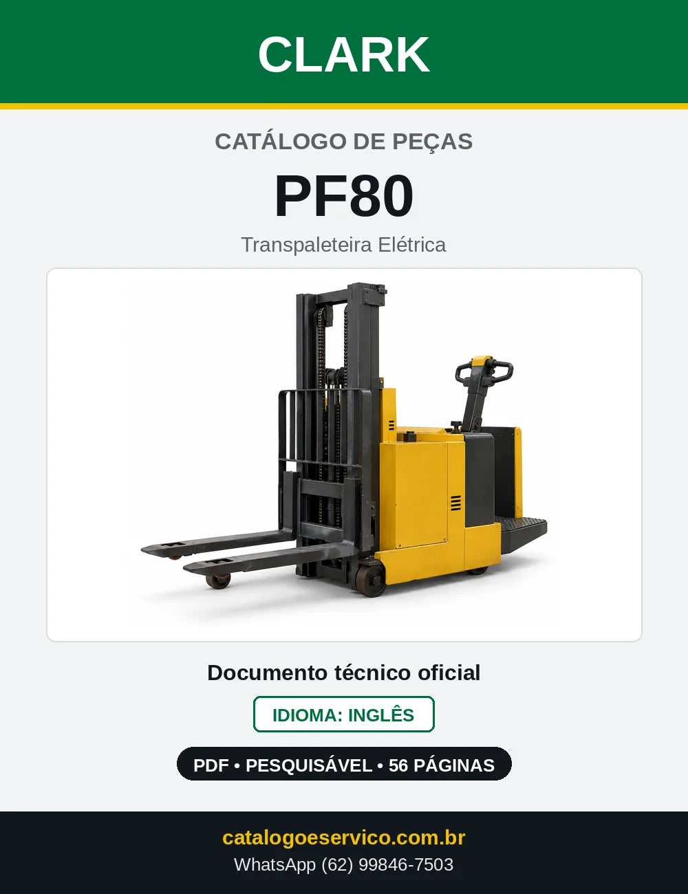 Catálogo de Peças Transpaleteira Elétrica Clark PF80 (PF0080) — capa