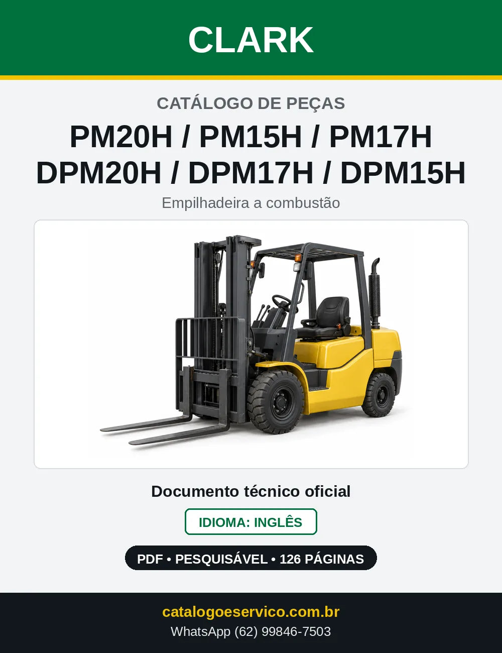 Catálogo de Peças Empilhadeira Diesel Clark PM20H / PM15H / PM17H / DPM20H / DPM17H / DPM15H (MH0265D) — capa
