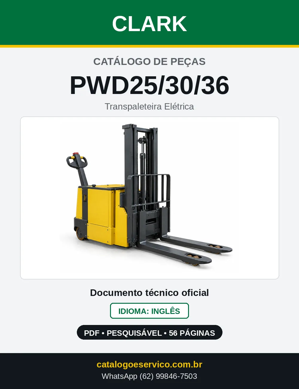 Catálogo de Peças Transpaleteira Elétrica Clark PWD25/30/36 (PWD0565) — capa