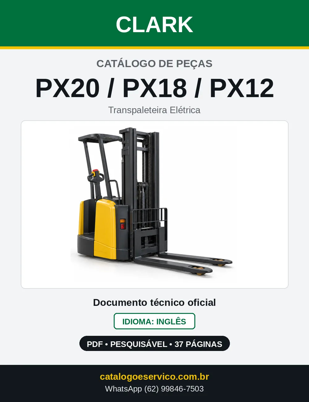 Catálogo de Peças Transpaleteira Elétrica Clark PX20 / PX18 / PX12 (PX0182) — capa