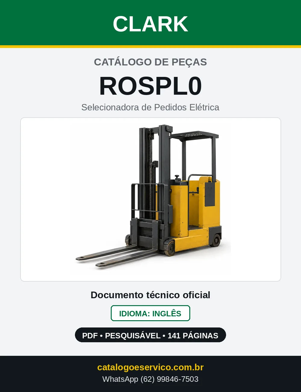 Catálogo de Peças Selecionadora de Pedidos Elétrica Clark ROSPL0 (ROSPL0000) — capa