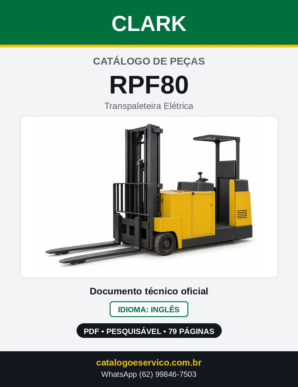 Catálogo de Peças Transpaleteira Elétrica Clark RPF80 (RPF0080) — capa