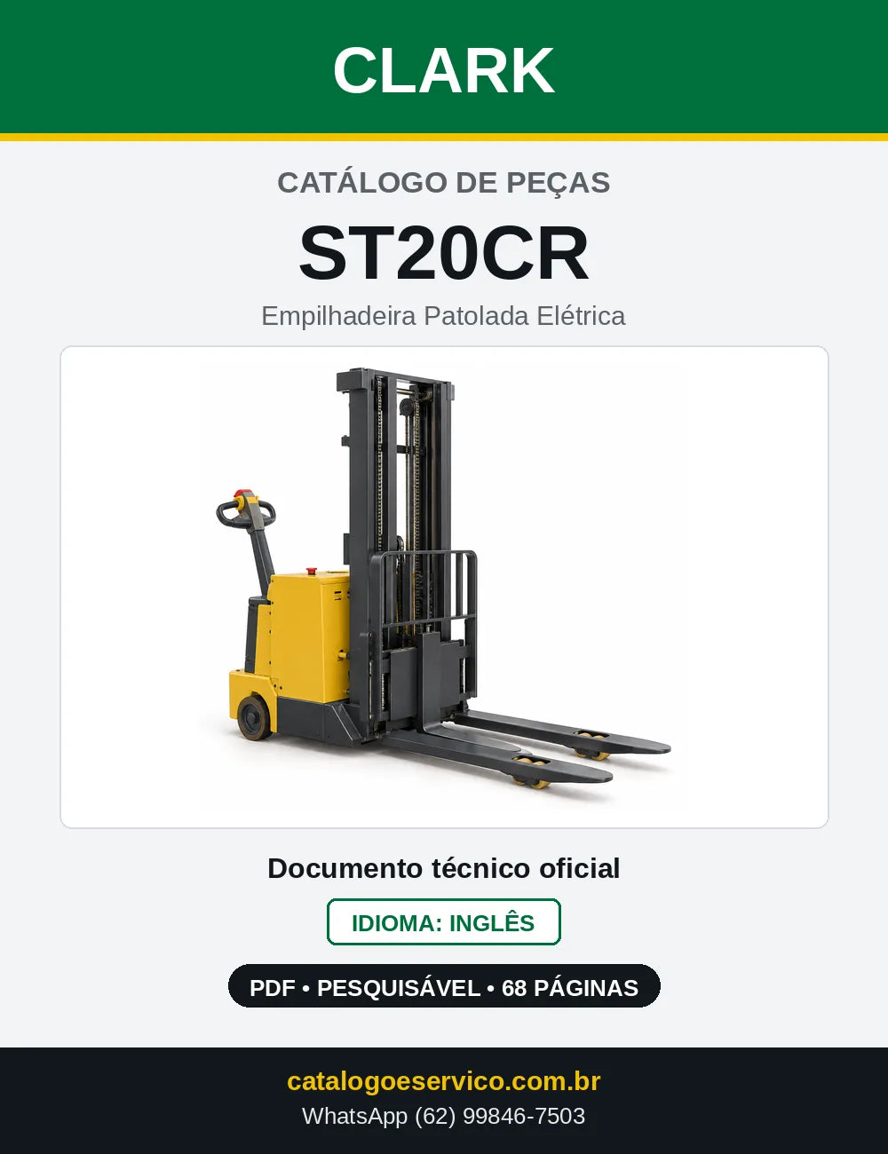 Catálogo de Peças Empilhadeira Patolada Elétrica Clark ST20CR (ST0020CR) — capa
