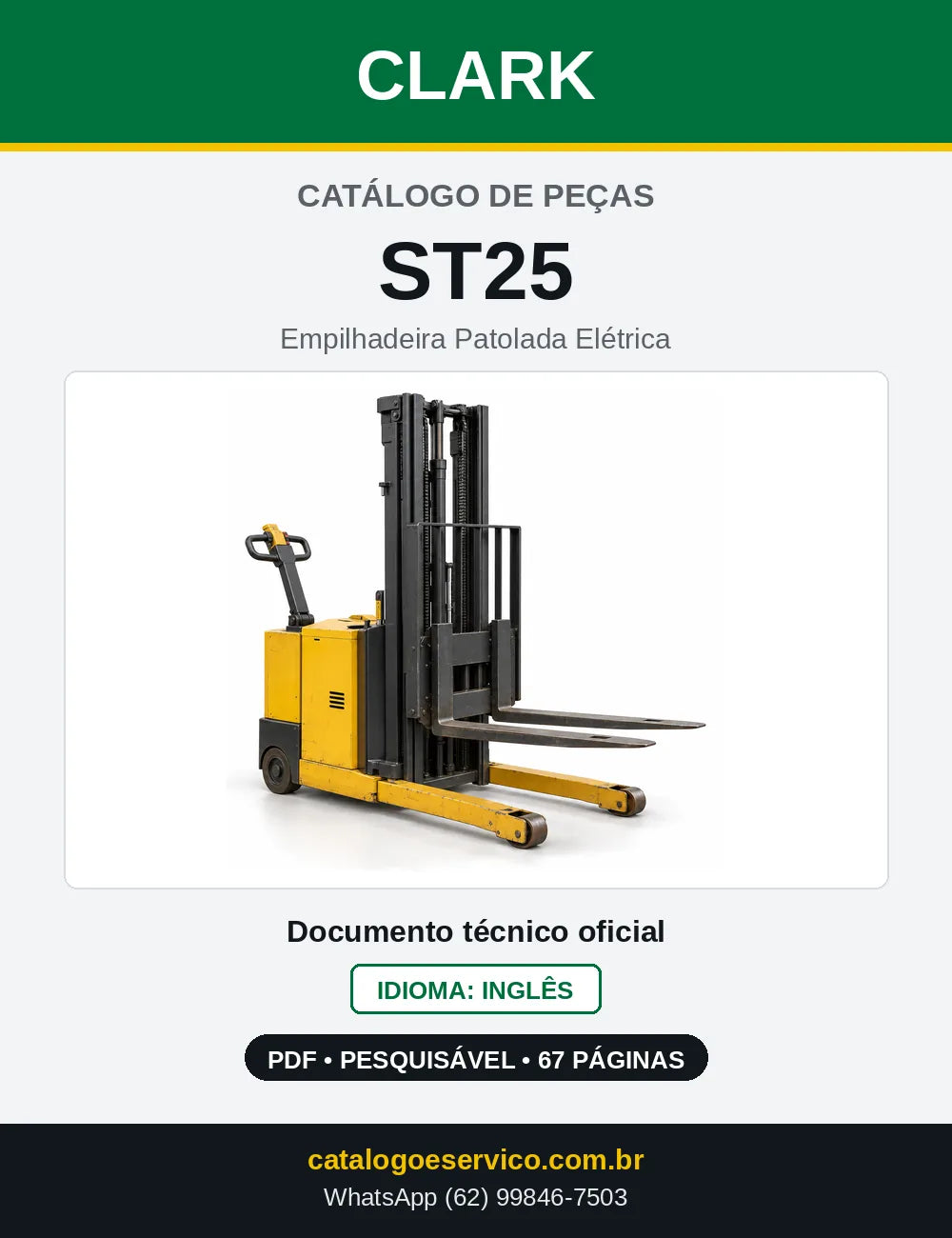 Catálogo de Peças Empilhadeira Patolada Elétrica Clark ST25 (ST0025) — capa