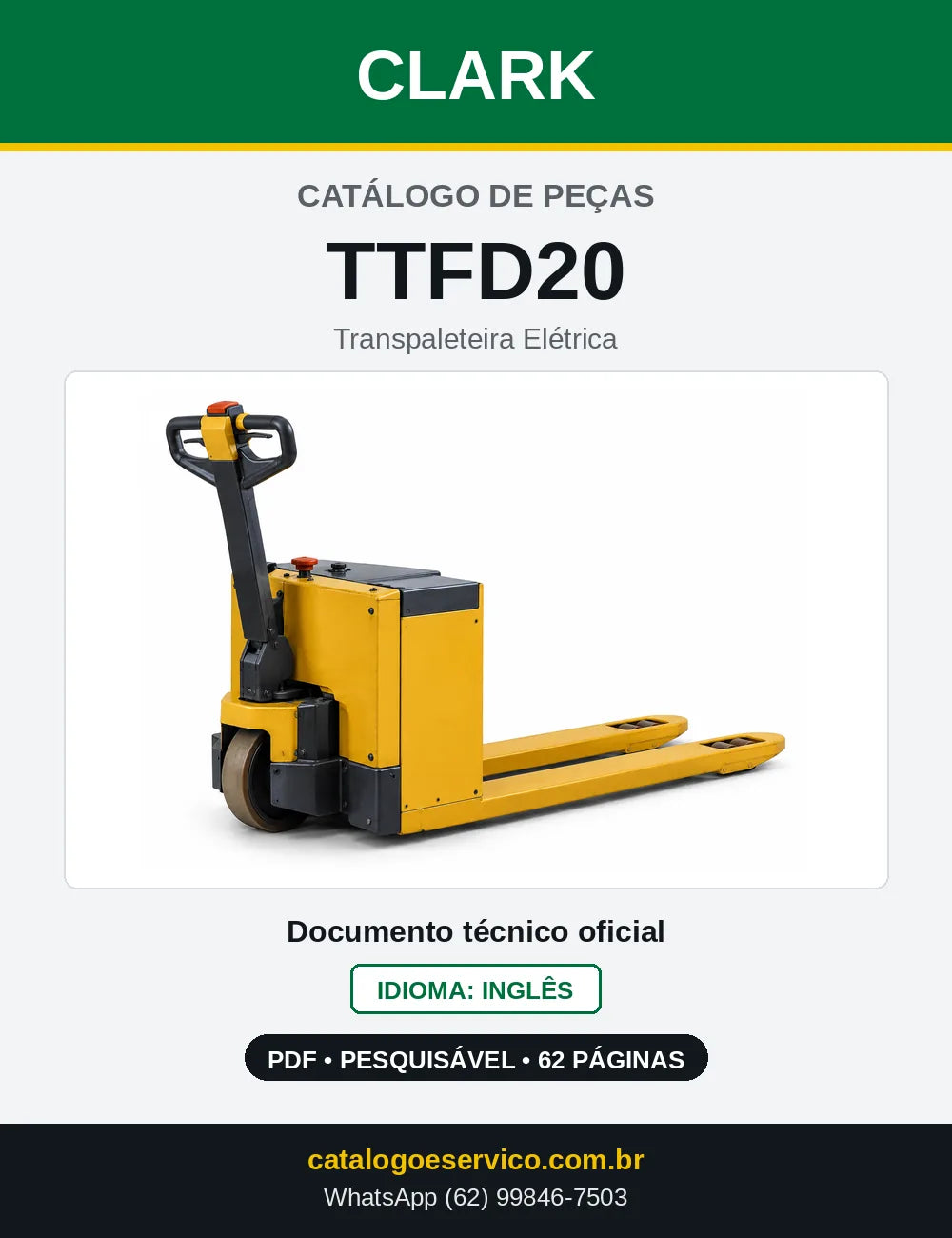 Catálogo de Peças Transpaleteira Elétrica Clark TTFD20 (TTFD0020) — capa