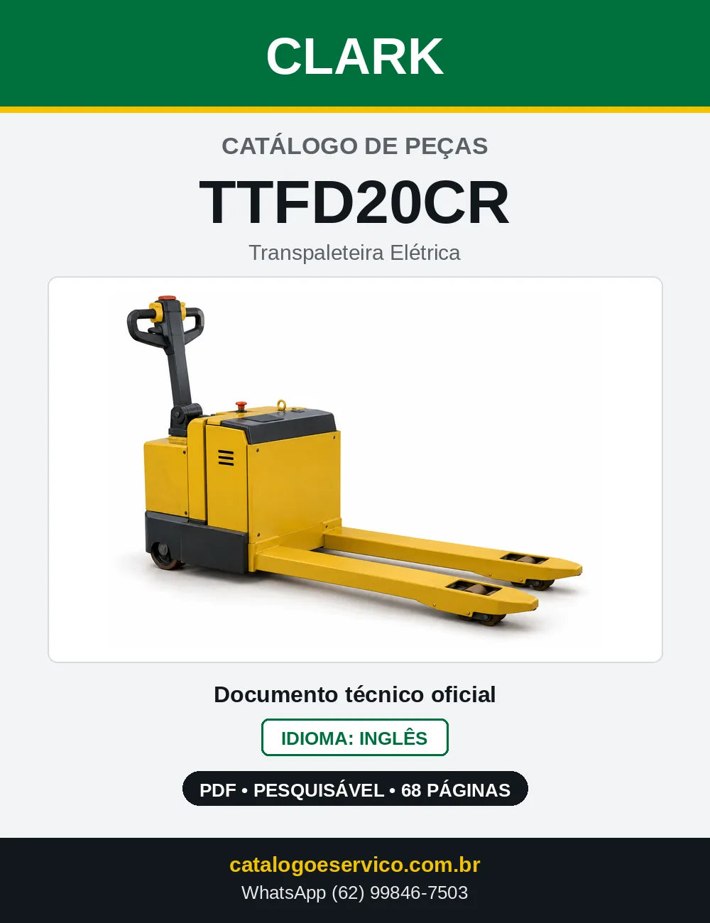 Catálogo de Peças Transpaleteira Elétrica Clark TTFD20CR (TTFD0020CR) — capa