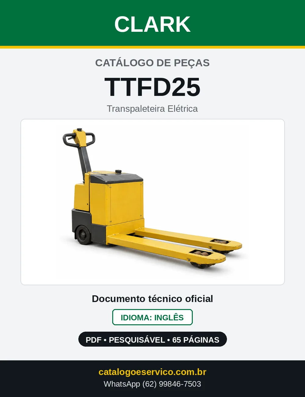 Catálogo de Peças Transpaleteira Elétrica Clark TTFD25 (TTFD0025) — capa