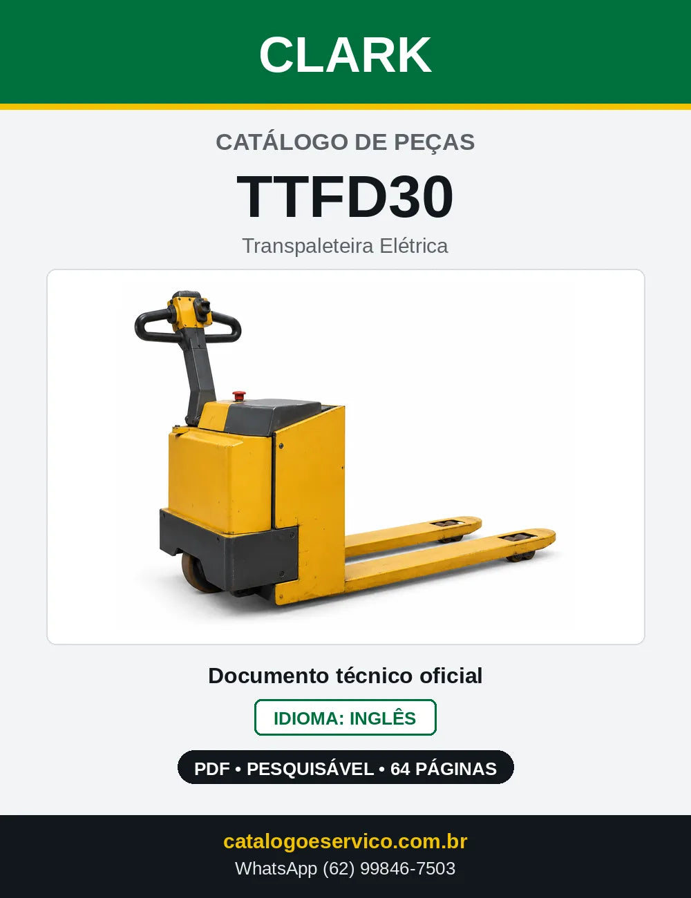 Catálogo de Peças Transpaleteira Elétrica Clark TTFD30 (TTFD0030) — capa