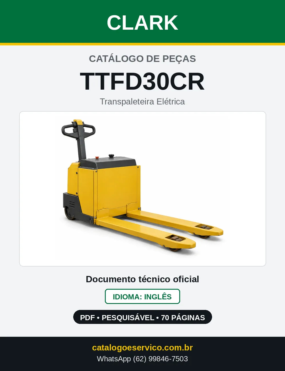 Catálogo de Peças Transpaleteira Elétrica Clark TTFD30CR (TTFD0030CR) — capa