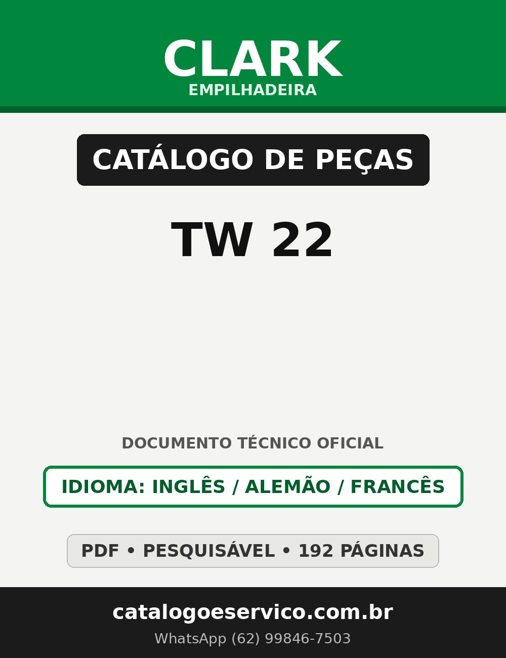 Catálogo de Peças Empilhadeira Clark TW 22