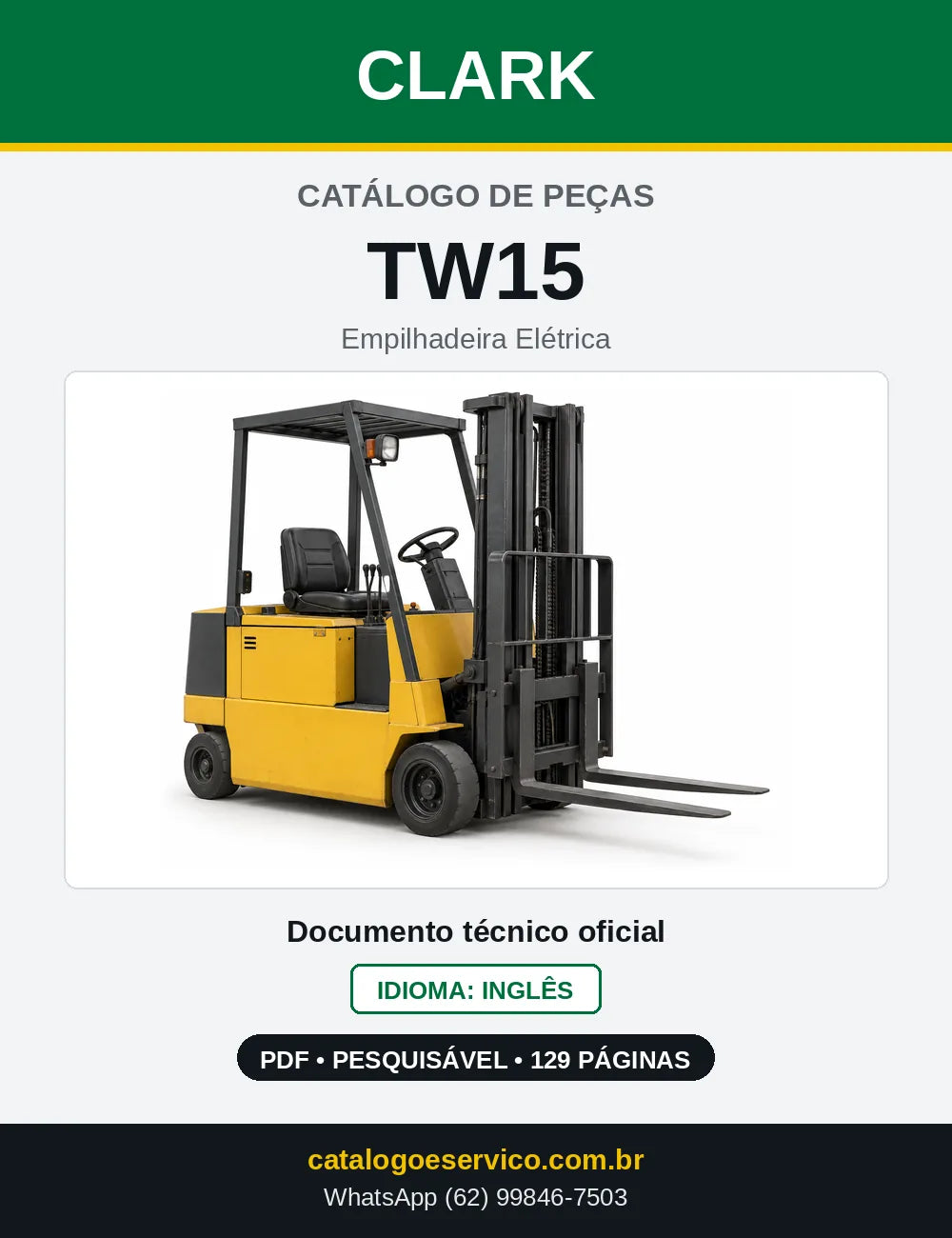 Catálogo de Peças Empilhadeira Elétrica Clark TW15 (TW0015) — capa