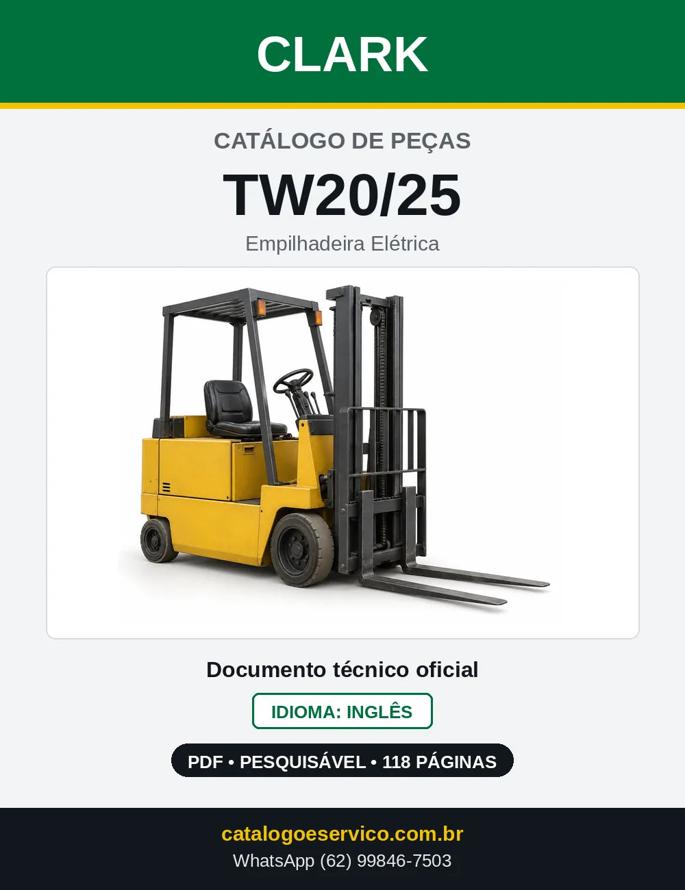 Catálogo de Peças Empilhadeira Elétrica Clark TW20/25 (TW0125) — capa