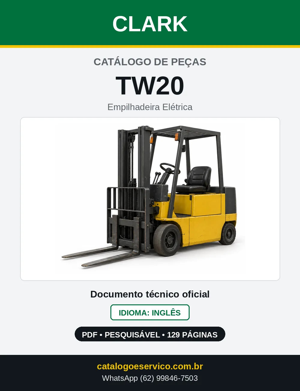 Catálogo de Peças Empilhadeira Elétrica Clark TW20 (TW0020) — capa
