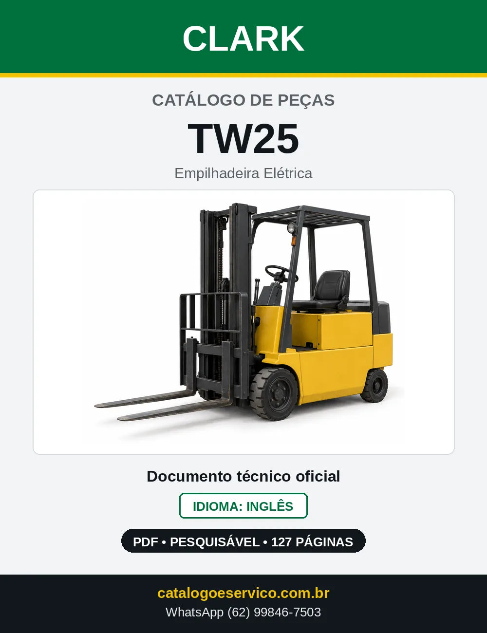 Catálogo de Peças Empilhadeira Elétrica Clark TW25 (TW0025) — capa