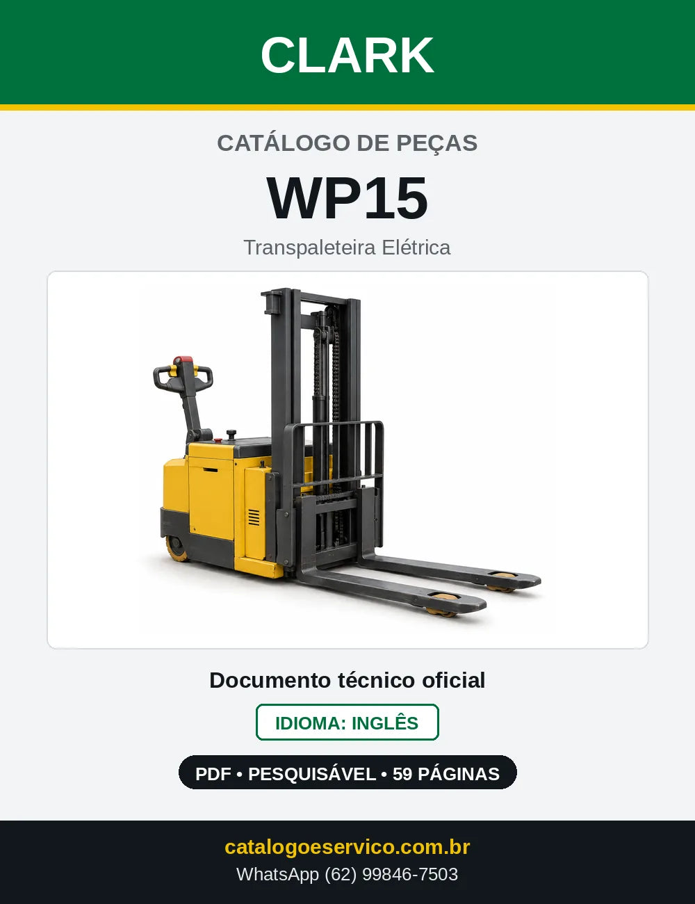 Catálogo de Peças Transpaleteira Elétrica Clark WP15 (WP0015) — capa