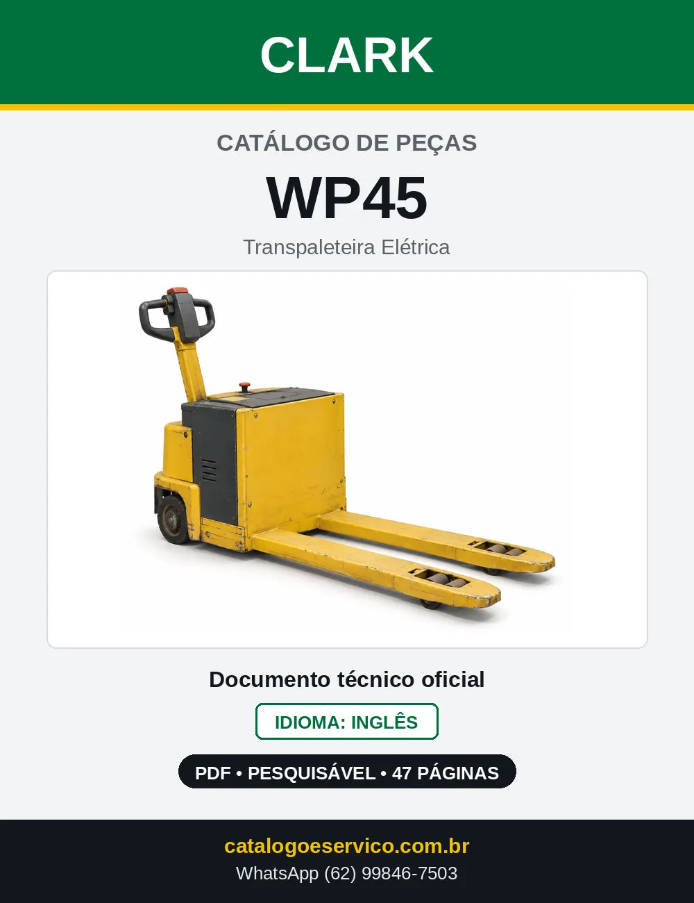 Catálogo de Peças Transpaleteira Elétrica Clark WP45 (WP0045) — capa