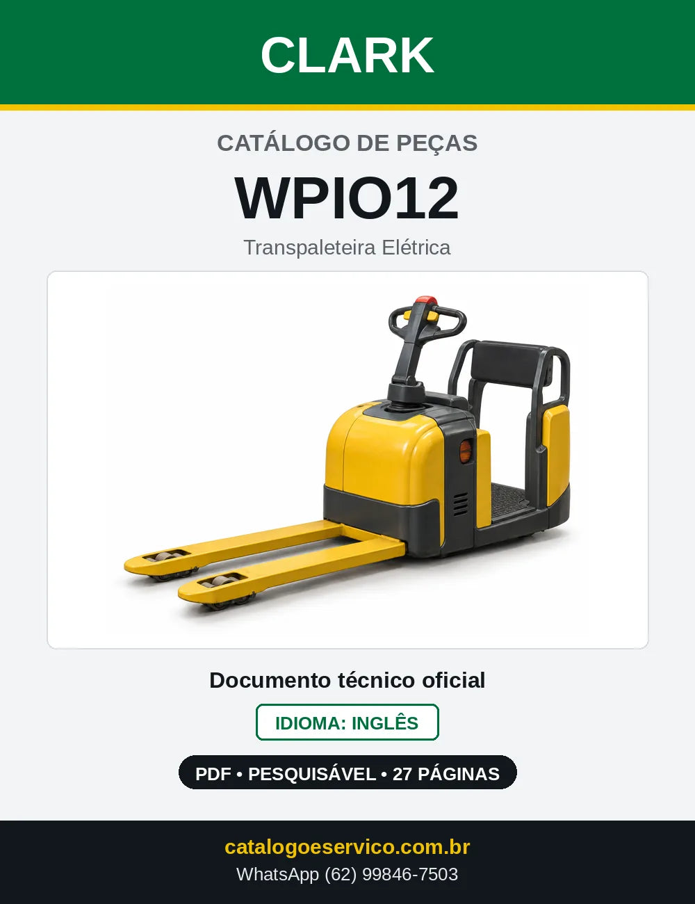 Catálogo de Peças Transpaleteira Elétrica Clark WPIO12 (WP0012) — capa