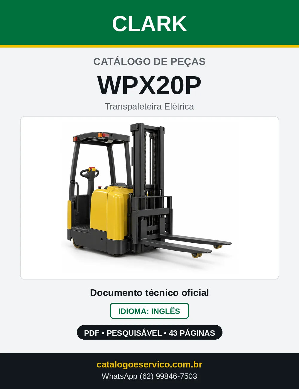 Catálogo de Peças Transpaleteira Elétrica Clark WPX20P (WPX0020P) — capa