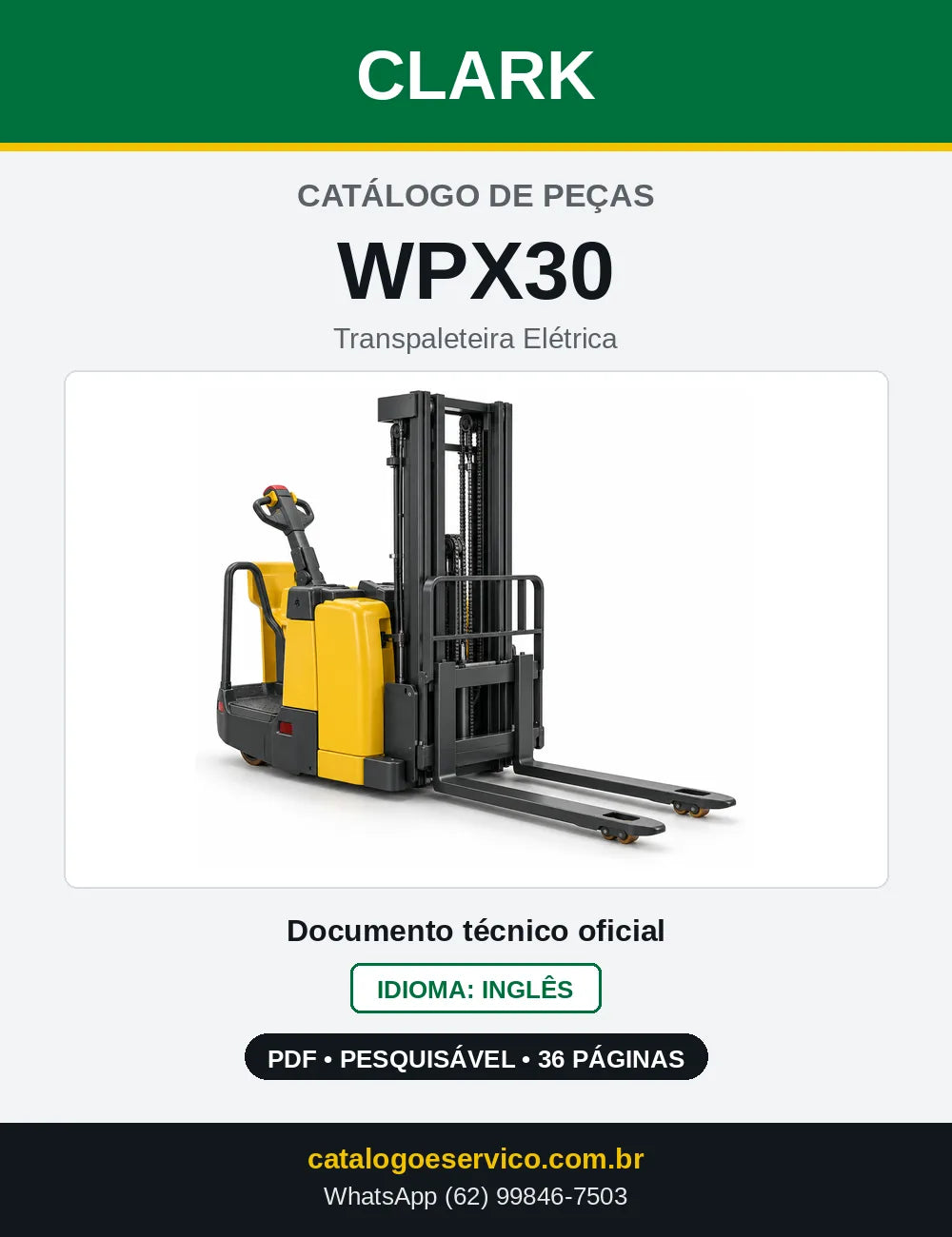 Catálogo de Peças Transpaleteira Elétrica Clark WPX30 (WPX0030) — capa