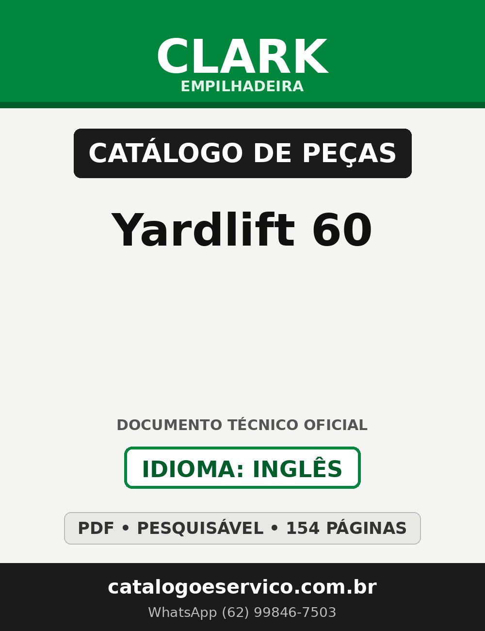 Catálogo de Peças Empilhadeira Clark Yardlift 60