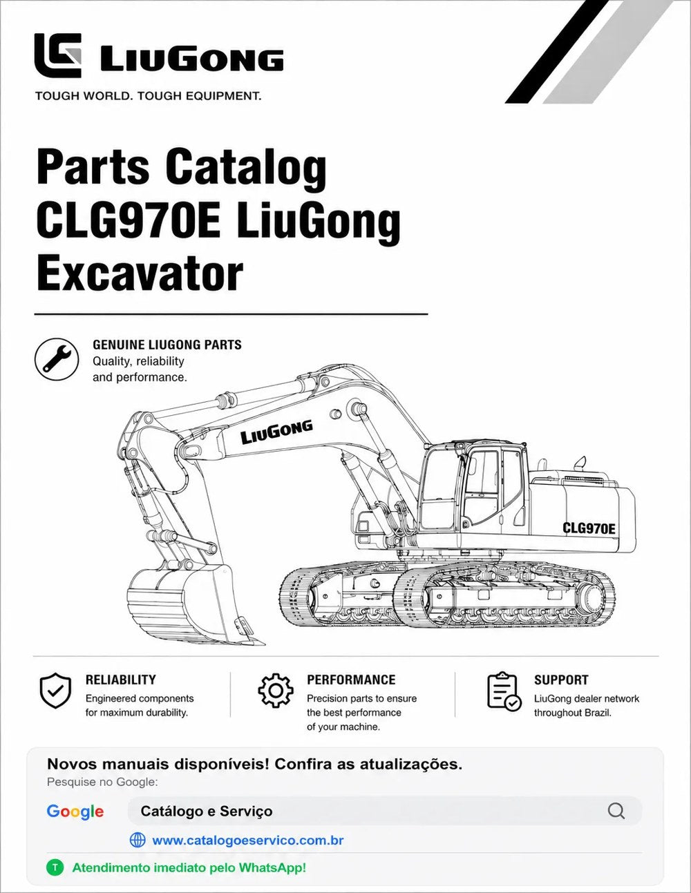 Catálogo de Peças CLG970E LiuGong Escavadeira