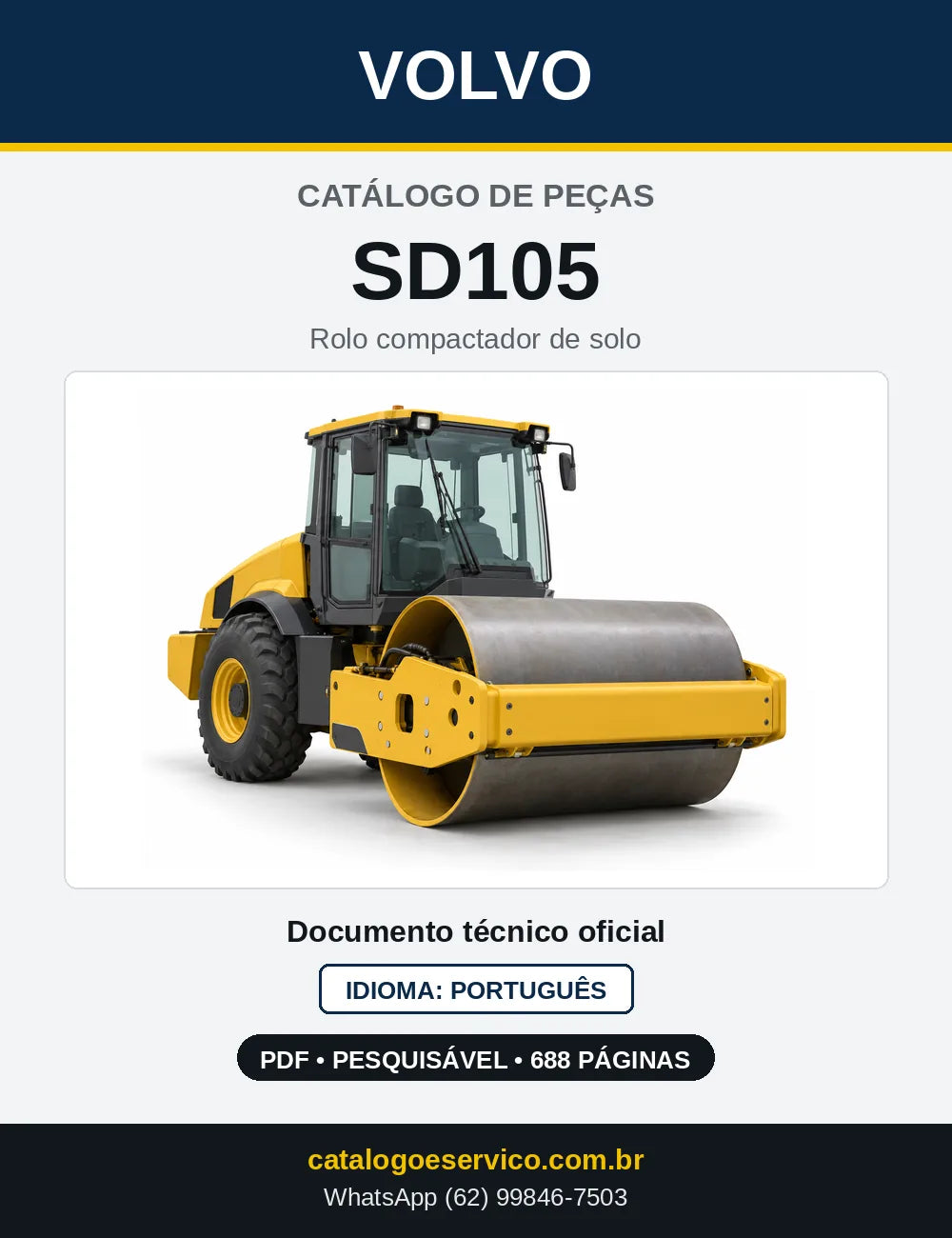 Capa do Catálogo de Peças Volvo SD105 – rolo compactador de solo