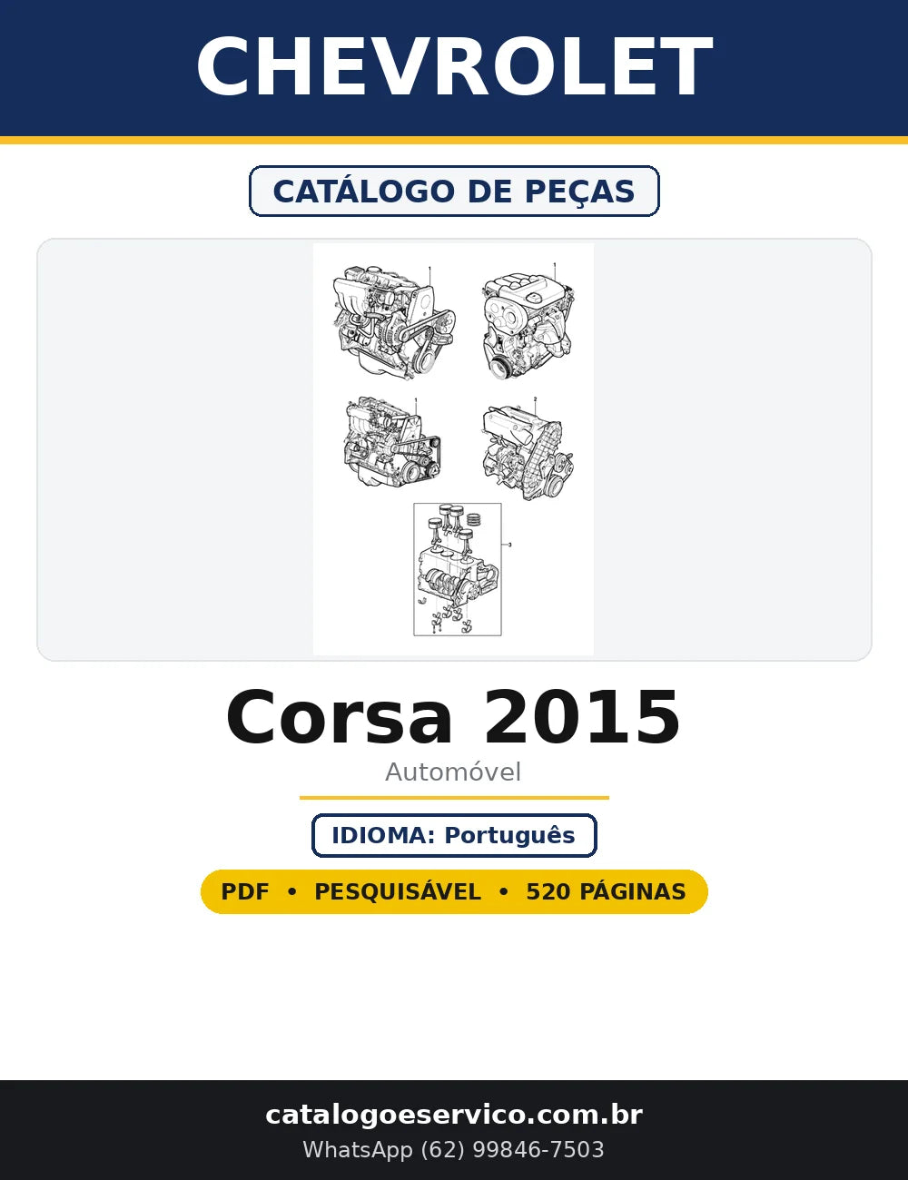 Capa do Catálogo de Peças Chevrolet Corsa 2015 em PDF com 520 páginas