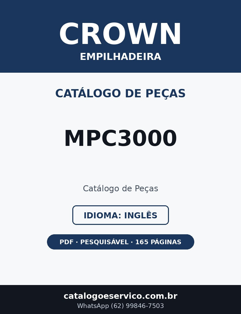 Catálogo de Peças Crown MPC3000 — Empilhadeira (Inglês)