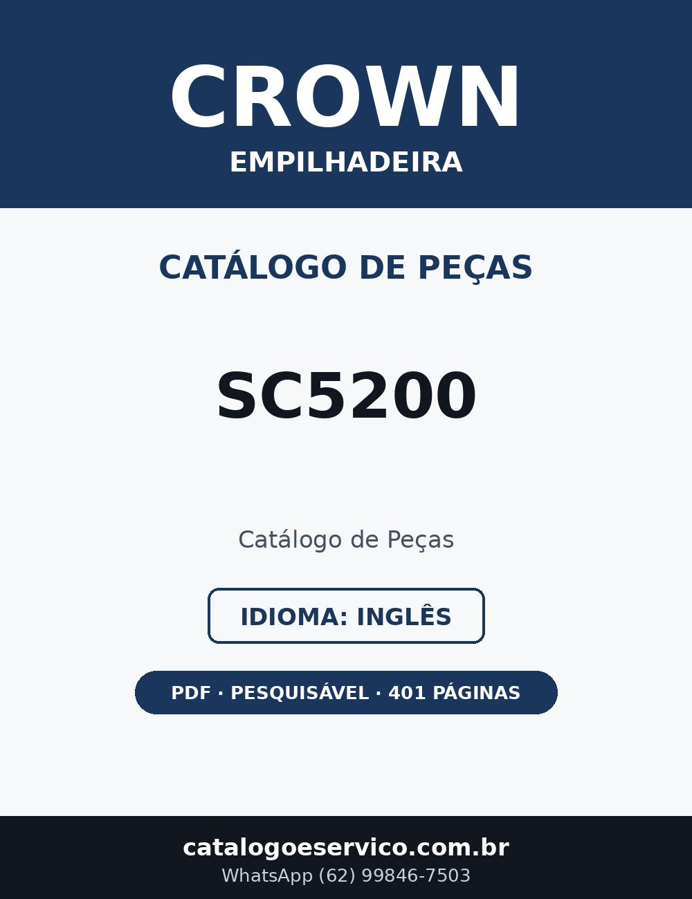 Catálogo de Peças Crown SC5200 — Empilhadeira (Inglês)