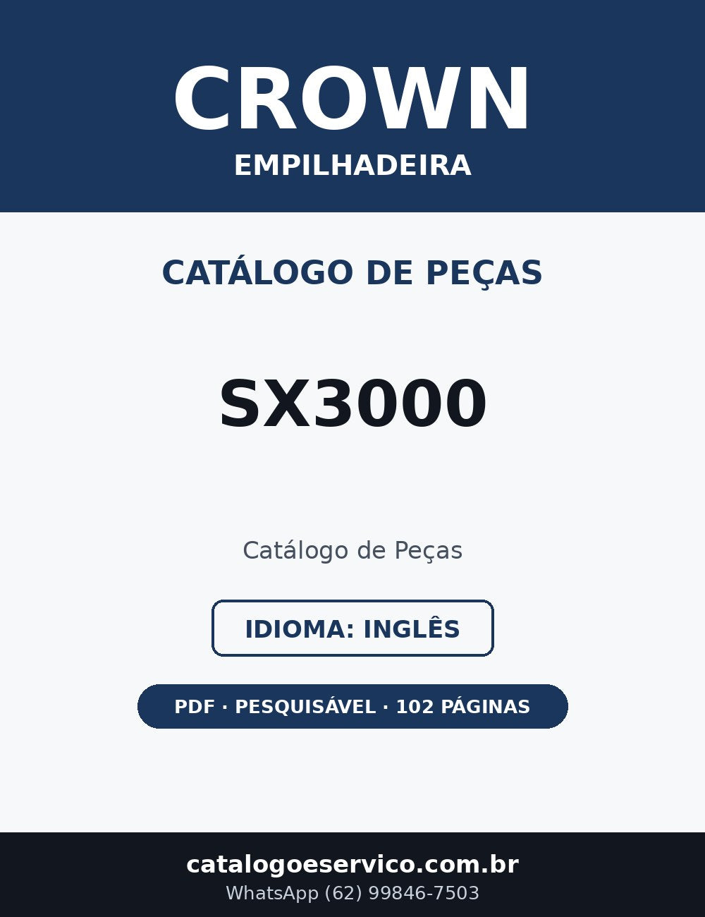 Catálogo de Peças Crown SX3000 — Empilhadeira (Inglês)
