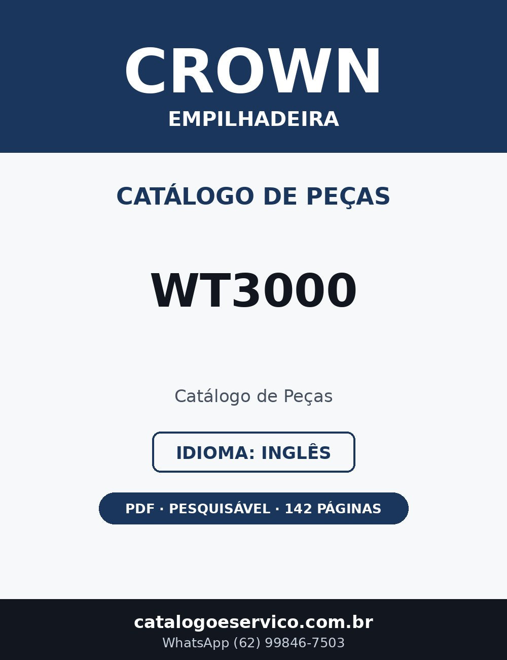 Catálogo de Peças Crown WT3000 — Empilhadeira (Inglês)