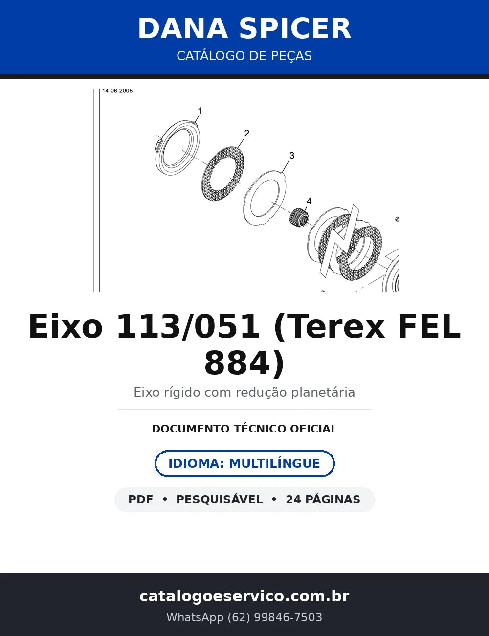 Catálogo de Peças Eixo Dana Spicer 113/051 Terex FEL 884 Fixo com Epicicloidal — capa
