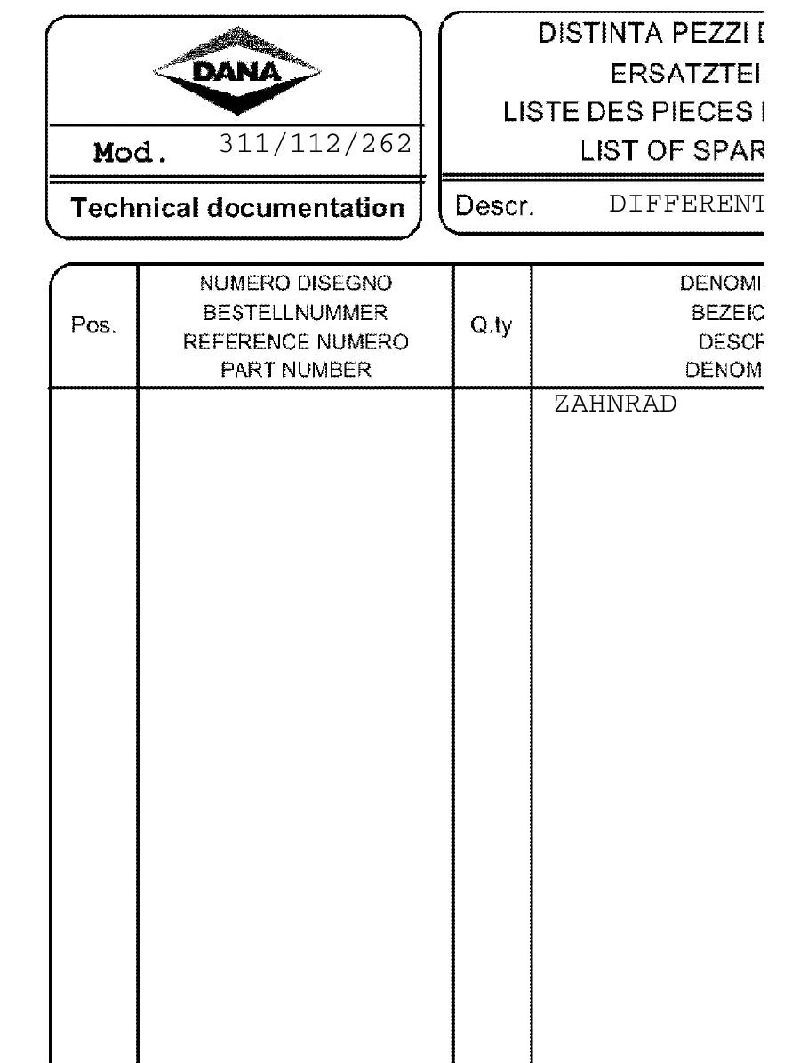 Catálogo de Peças Dana Spicer Eixo 311/112/262 Sandvik Mineração (APL-2866) — página 2 do documento