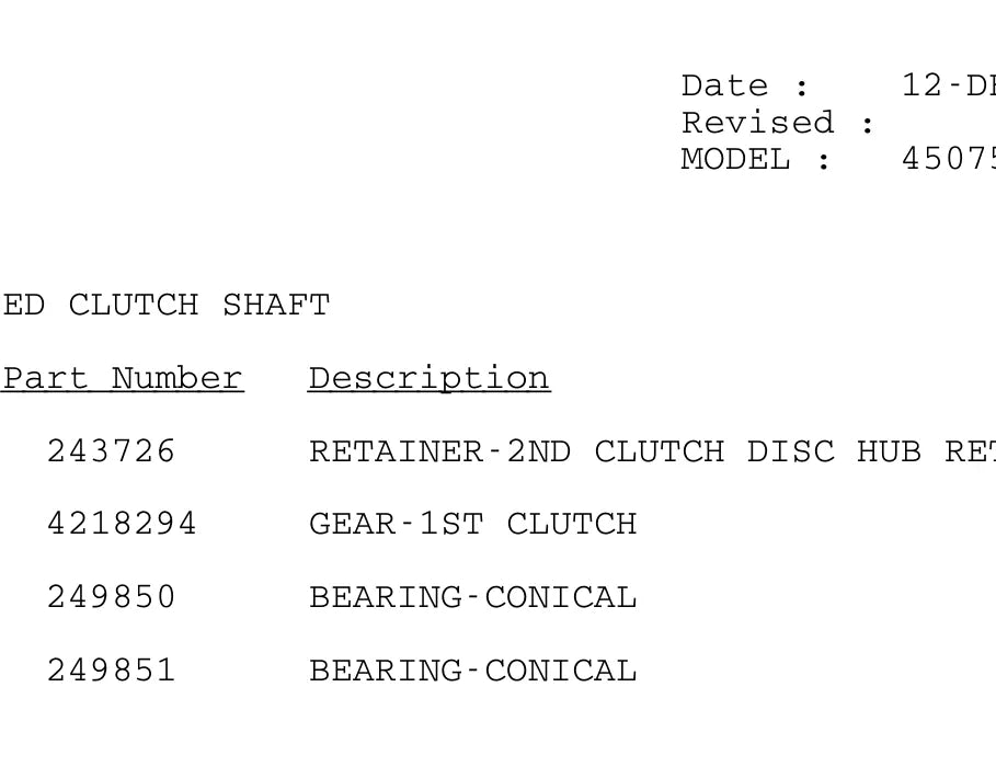 Catálogo de Peças Transmissão Dana Spicer TE30 157TE30510-1 — Terex Powershift — página 2 do documento