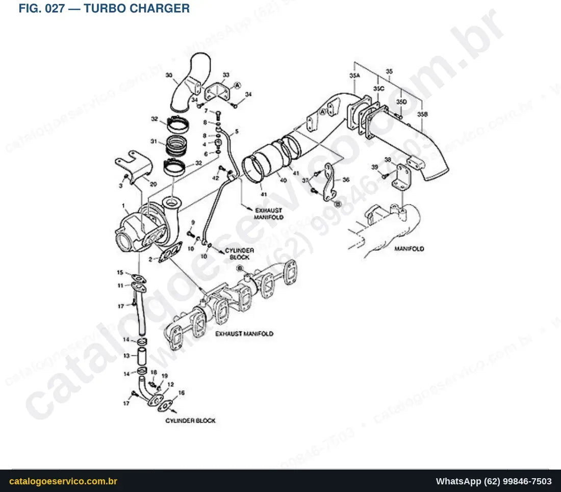 Vista explodida Turbo Charger - Catálogo de Peças Doosan DX255LC