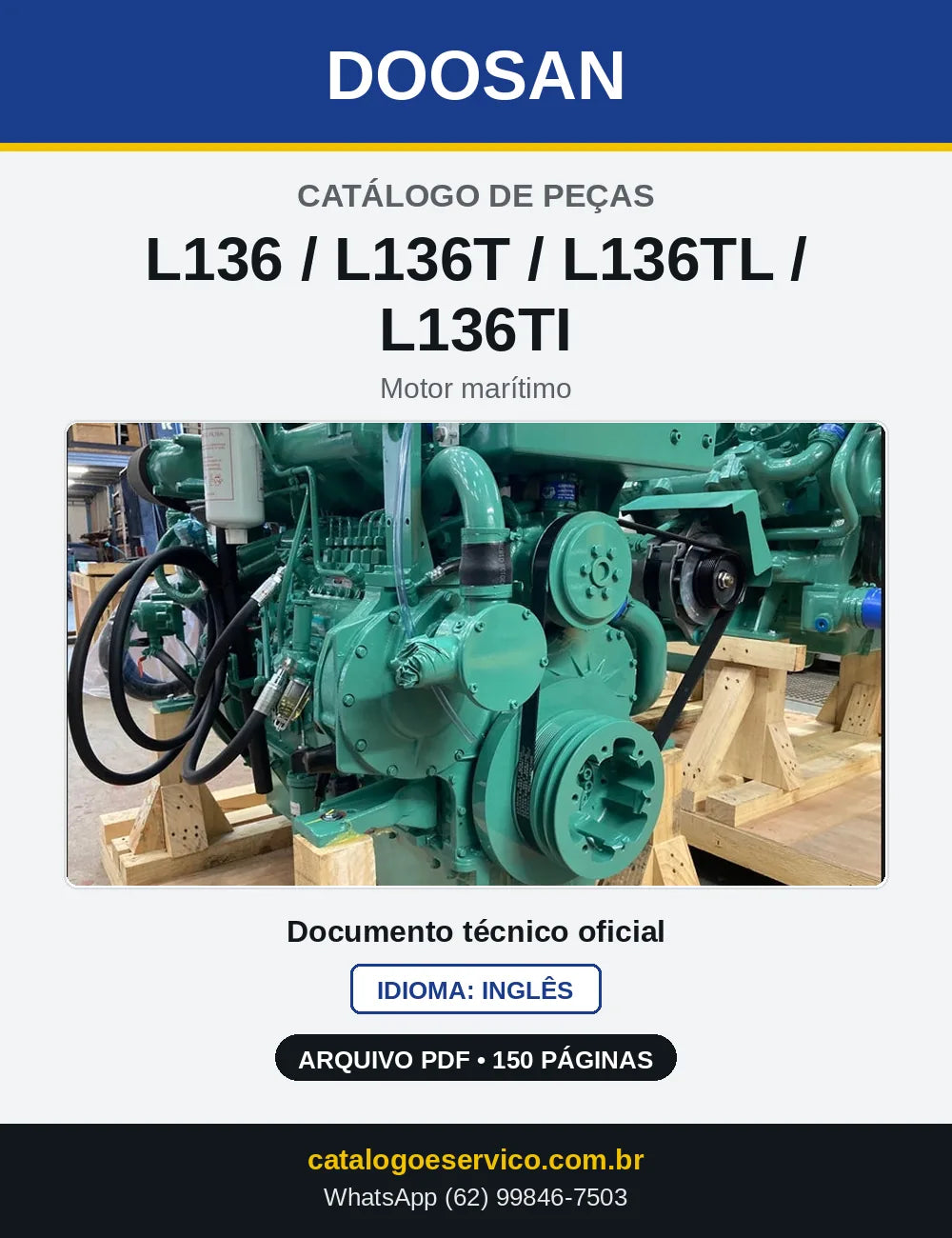 Capa do Catálogo de Peças Doosan L136 / L136T / L136TL / L136TI em PDF