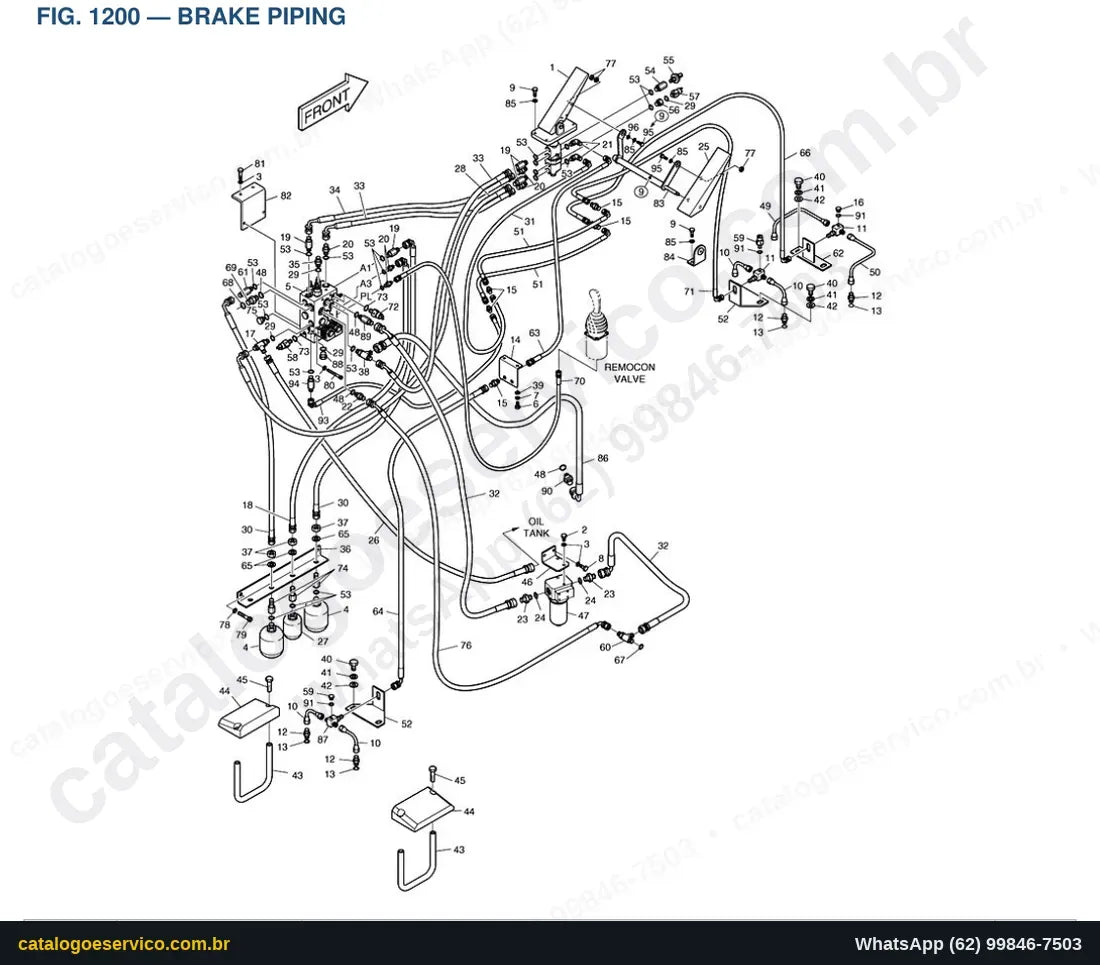Vista explodida Brake Piping - Catálogo de Peças Doosan Mega 160 Tier II