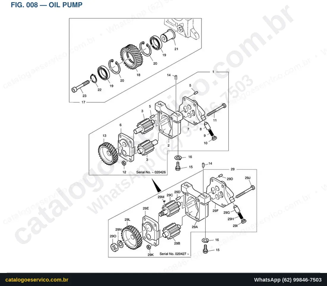 Vista explodida Oil Pump - Catálogo de Peças Doosan Solar 340LC-V