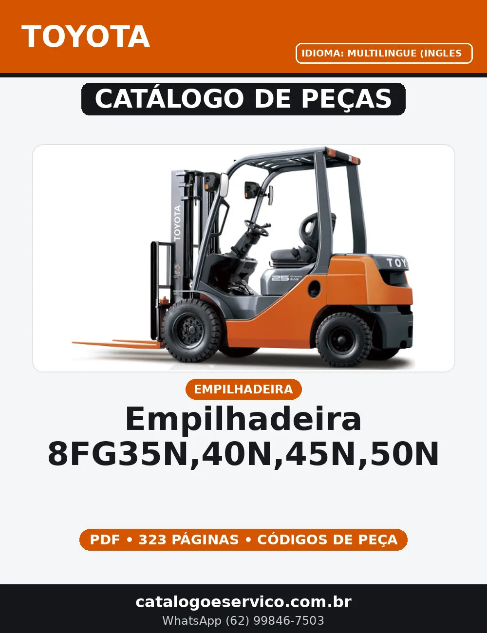 CATALOGO DE PEÇAS EMPILHADEIRA 8FG35N,40N,45N,50N TOYOTA — capa do catálogo de peças