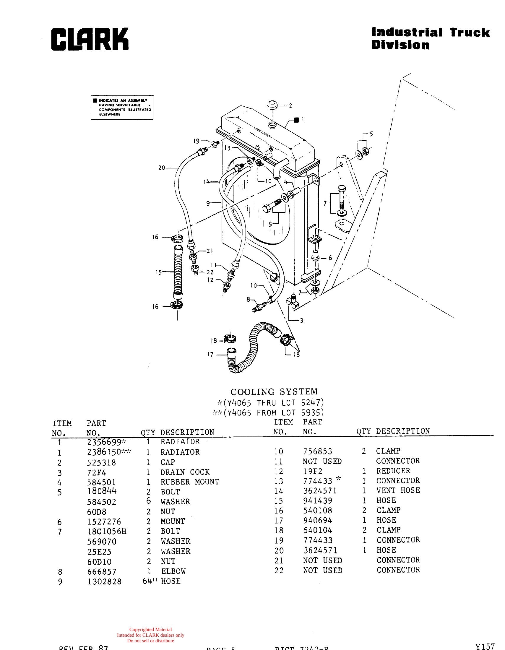 Catálogo de Peças Empilhadeira Clark CLARKLIFT Y4065 DIESEL (Book Y157) - página interna