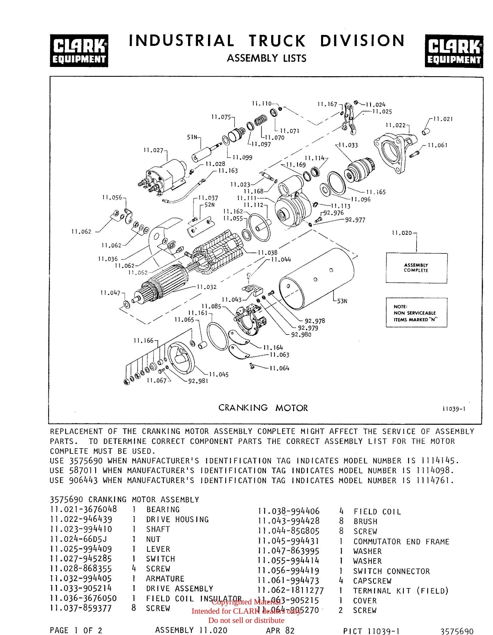 Catálogo de Peças Empilhadeira Clark Clarklift Y800 Diesel (Lot 4576-6465) - página interna