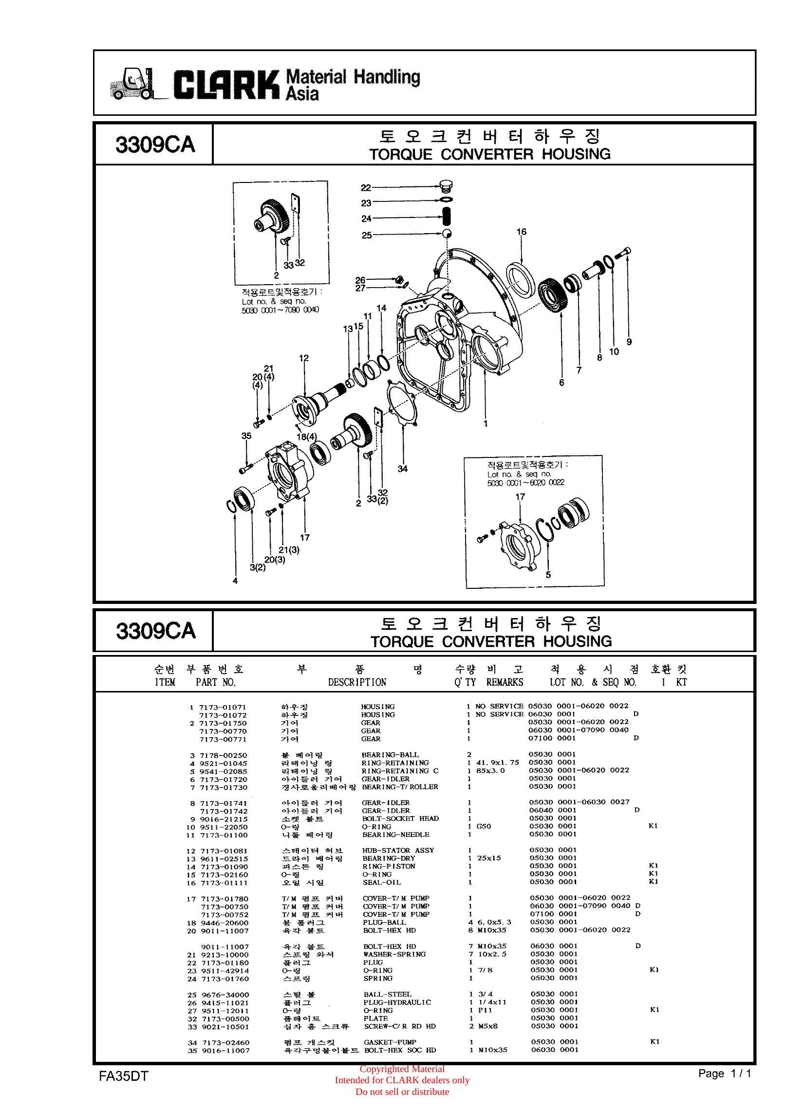 Catálogo de Peças Empilhadeira Clark FX353D / FX403D / FX453D / SF35D / SF40D / SF45D (Serial 35) - página interna