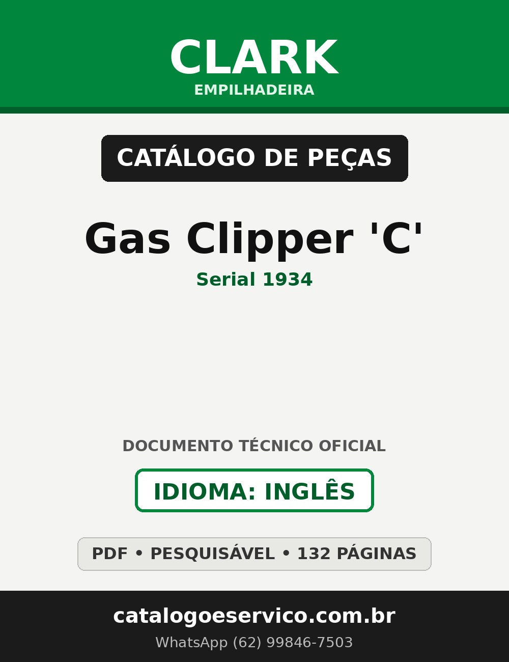 Catálogo de Peças Empilhadeira Clark Gas Clipper 'C' (Serial 1934)