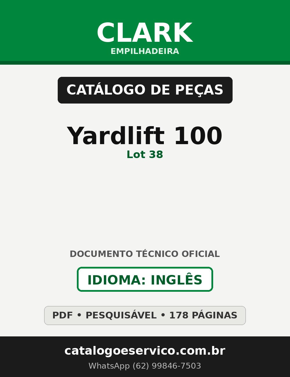 Catálogo de Peças Empilhadeira Clark Yardlift 100 (Lot 38)