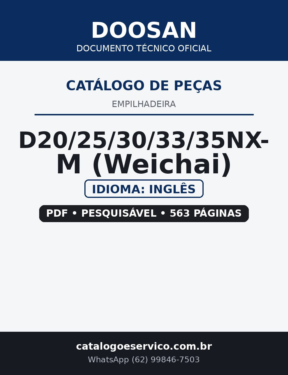 Catálogo de Peças Empilhadeira Doosan — D20/25/30/33/35NX-M (Weichai)