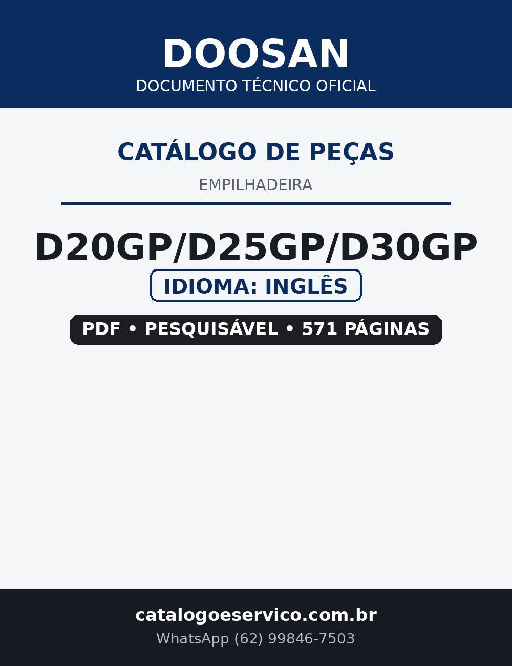 Catálogo de Peças Empilhadeira Doosan — D20GP/D25GP/D30GP