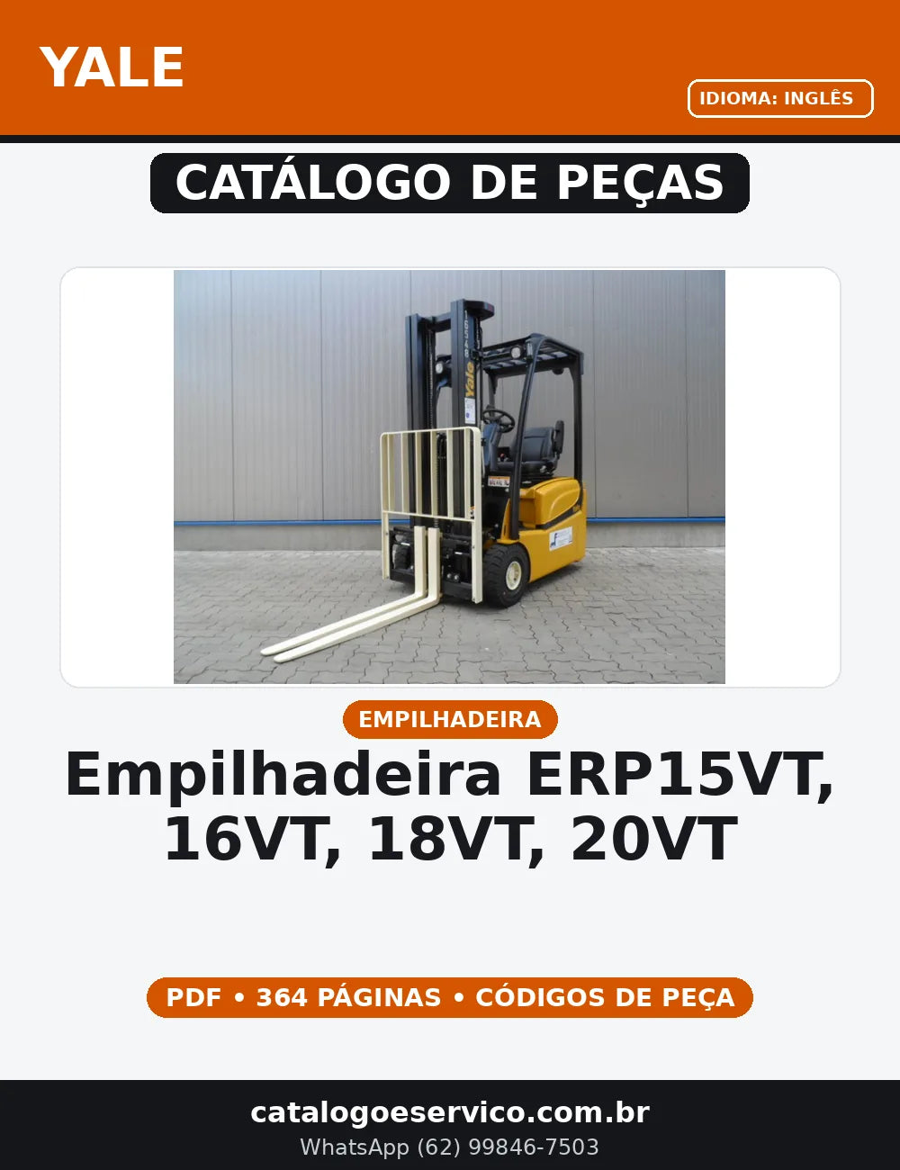 CATALOGO DE PEÇAS EMPILHADEIRA - ERP15VT, 16VT, 18VT, 20VT (G807) YALE — capa do catálogo de peças