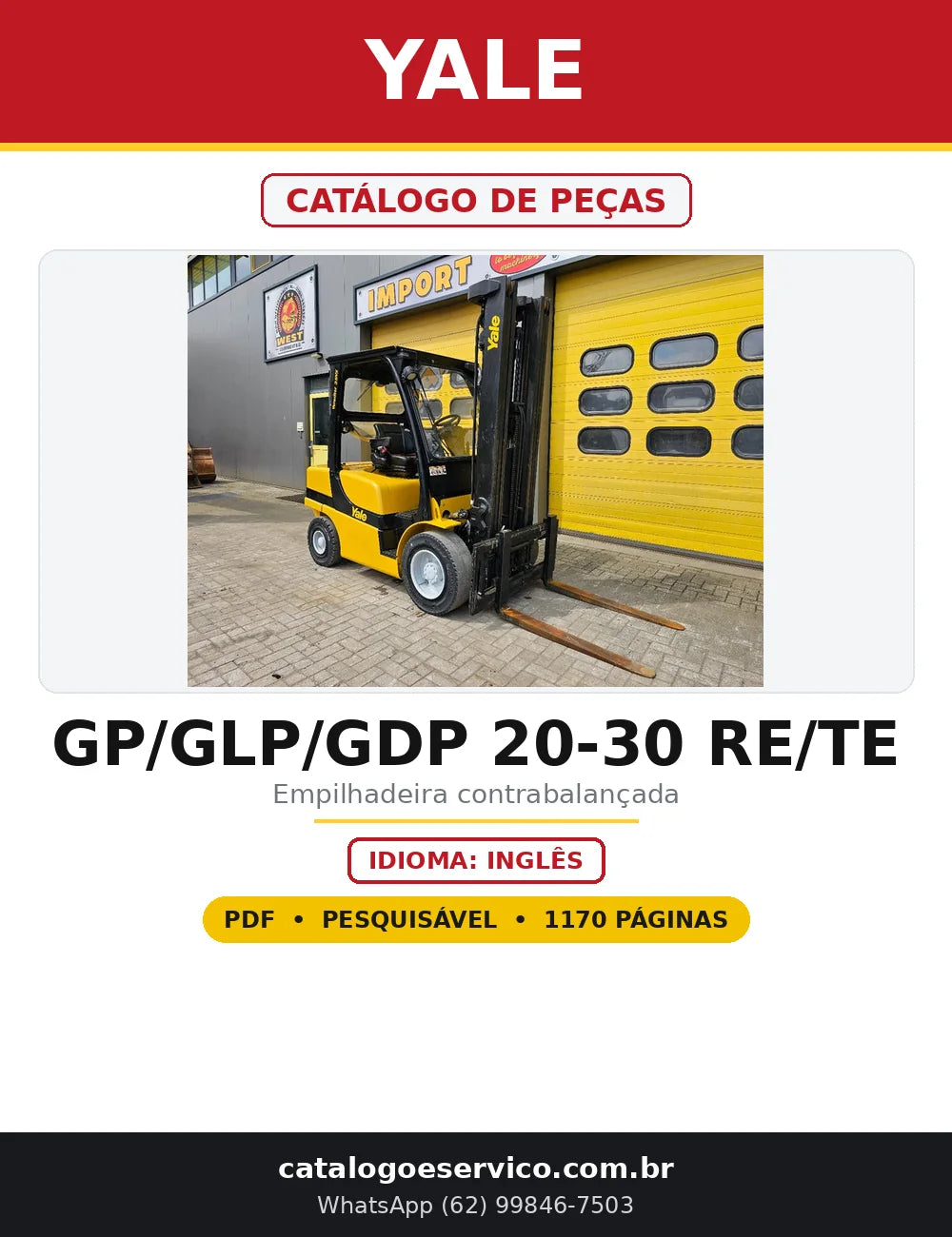Capa do Catálogo de Peças Yale GP/GLP/GDP 20-30 RE/TE em PDF com 1.170 páginas
